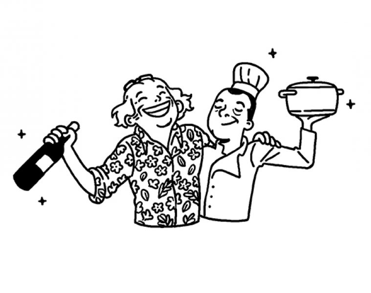 Illustration pour broderie sur tablier célébrant les 30 ans du restaurant Le Pilori